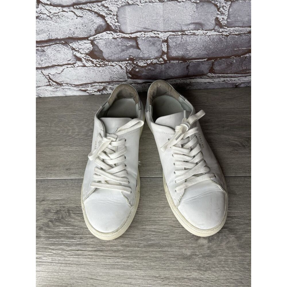 Axel Arigato Womens Size 7.5 White Silver Sneakers Leather Lace Up Portugal 38EU